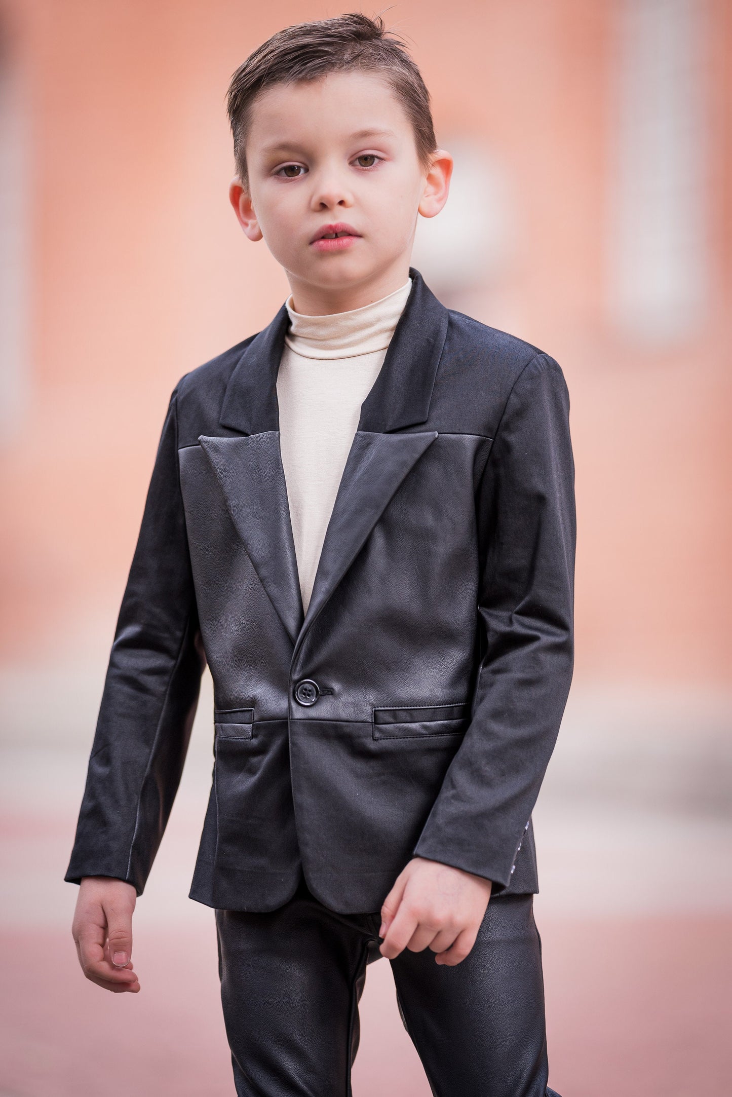 Stunning boys cotton leather blazer/ Formal wear kids clothes/ Black toddler boy blazer/ Wedding kids stylish dress blazer/ Luxury blazer