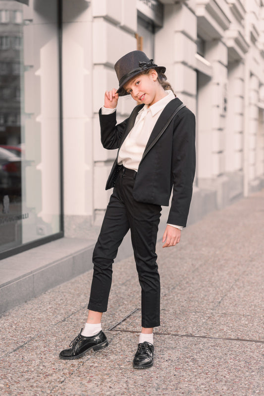Black tuxedo suit girls/ Tailored toddler suit formal dress wear for girls/ Children formal wear/ Explicit clothing/ Ceremonial girl outfits