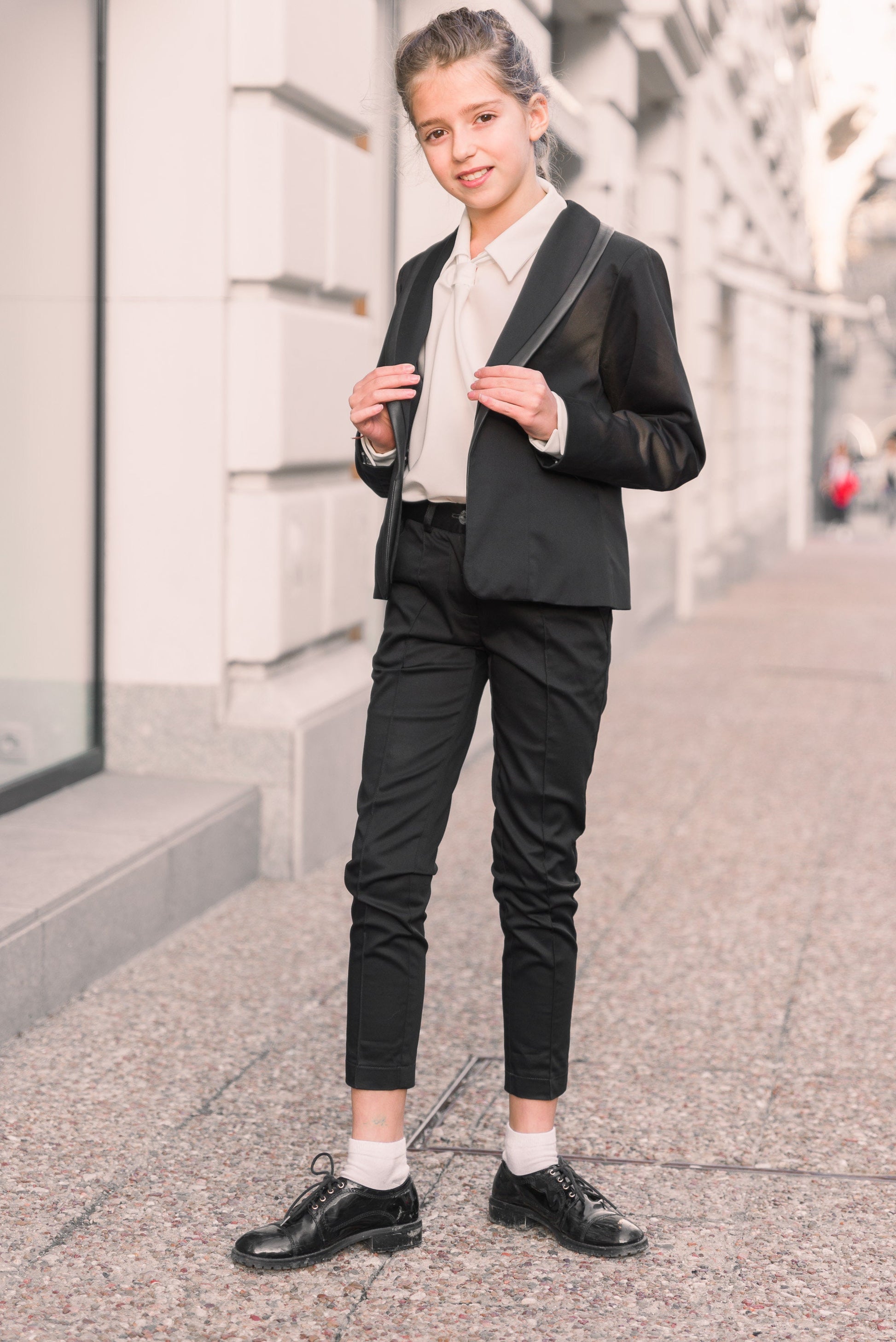 Black tuxedo suit girls/ Tailored toddler suit formal dress wear for girls/ Children formal wear/ Explicit clothing/ Ceremonial girl outfits