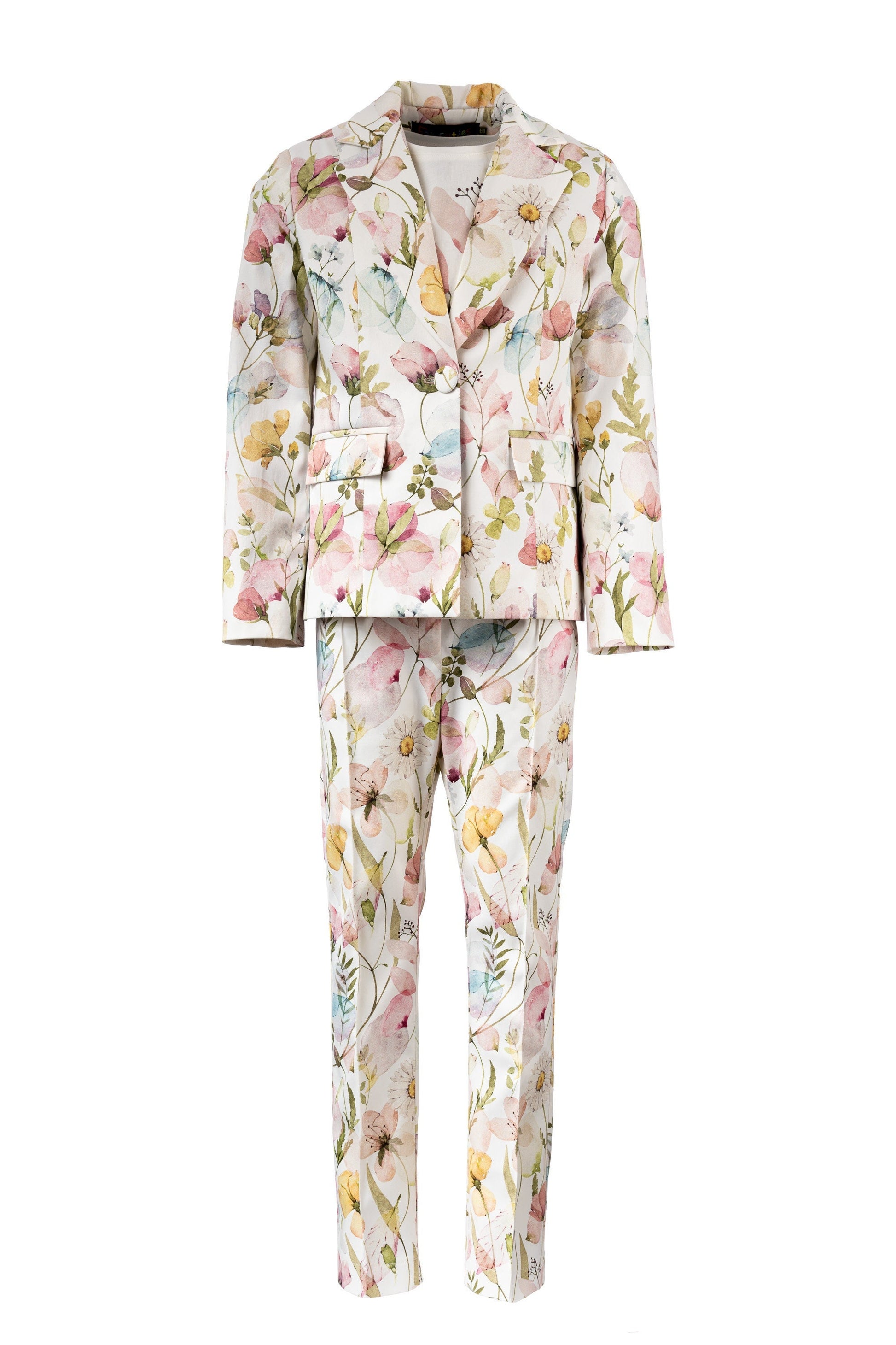 Flower printed formal wear girls outfit/ 2 piece suit birthday toddler/ Jacket and pants outfit for girls/ Designer formal wear/ Wedding