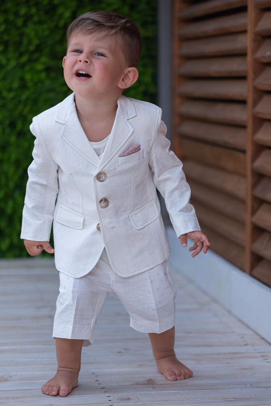 Baby boy white linen jacket/ Baby Christening blazer/ Formal jacket for babies/Linen baby wear/ Baby boy gift/ Baby luxury wear