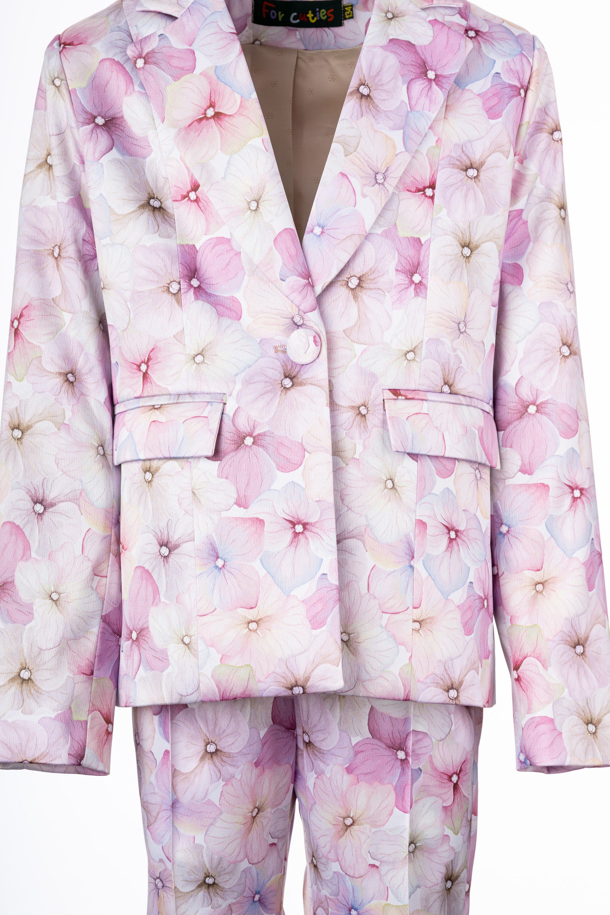 2 piece Flower printed formal wear girls outfit/ Birthday toddler suit/ Jacket and pants outfit for girls/ Designer formal wear