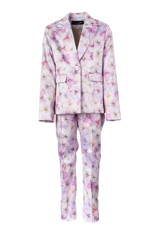2 piece Flower printed formal wear girls outfit/ Birthday toddler suit/ Jacket and pants outfit for girls/ Designer formal wear