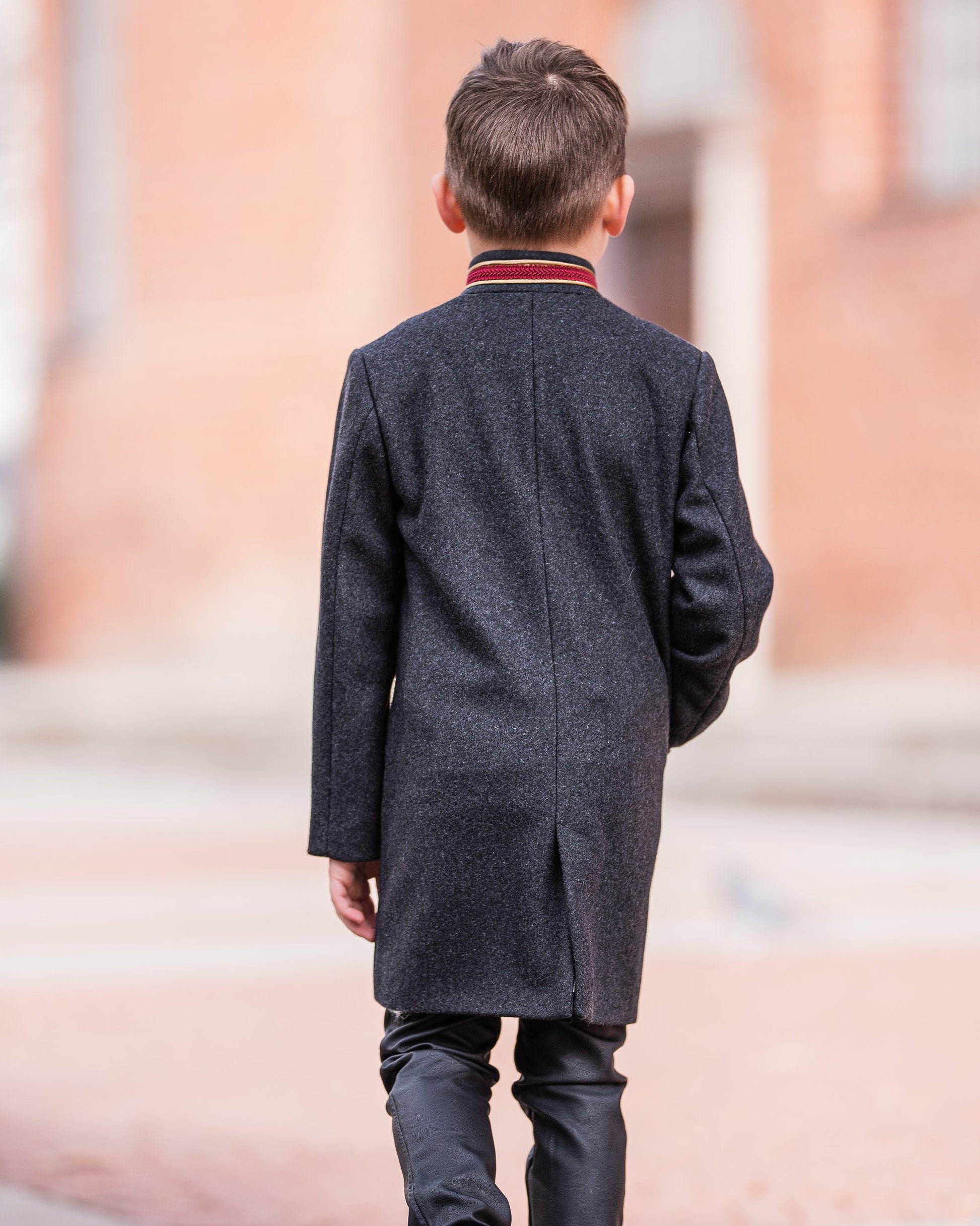 Winter single breasted military look wool coat, Boys wool coat, Vintage boys coat, Toddler boy wool coat, Kids charcoal wool pea coat