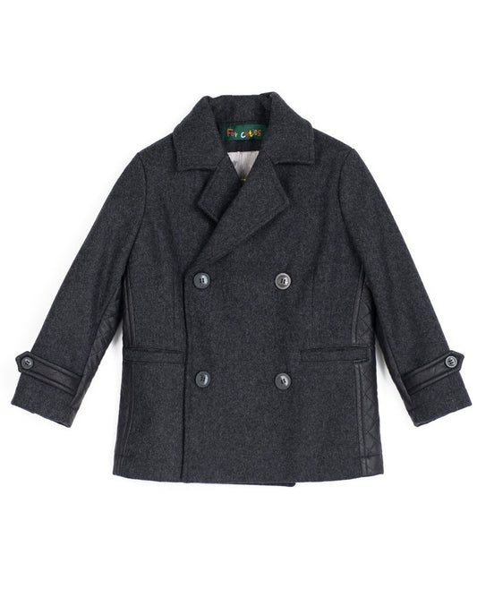 Boys double breasted short wool coat, Stylish pea coat winter boys outfit, Wool blazer coat toddler trendy wool peacoat, Cropped winter coat