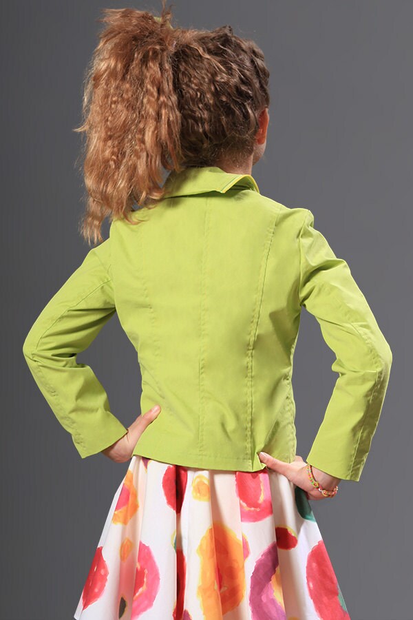 Diagonal zipper jacket/Asymmetrical high collar cotton jacket/Spring outfit/Toodler girl jacket/Zip up jacket/Large collar girls jacket