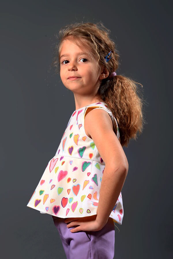 Girls peplum top Hand painted hearts top Short dressy top Trendy top T shirt dress Toddler girl summer top Hot summer clothes Top for kids