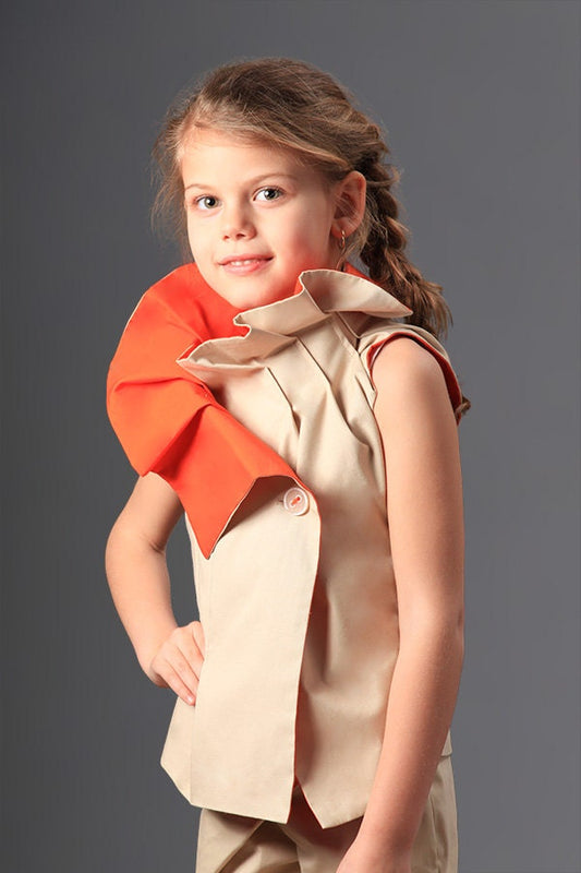 Nuno felt collar jacket/Kids neck ruffle collar vest/Pleated collar jacket/Felted collar/Avant garde art to wear/Wearable art clothing