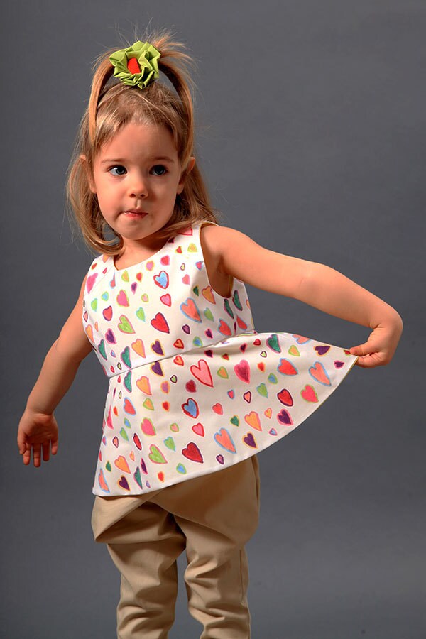 Girls peplum top Hand painted hearts top Short dressy top Trendy top T shirt dress Toddler girl summer top Hot summer clothes Top for kids