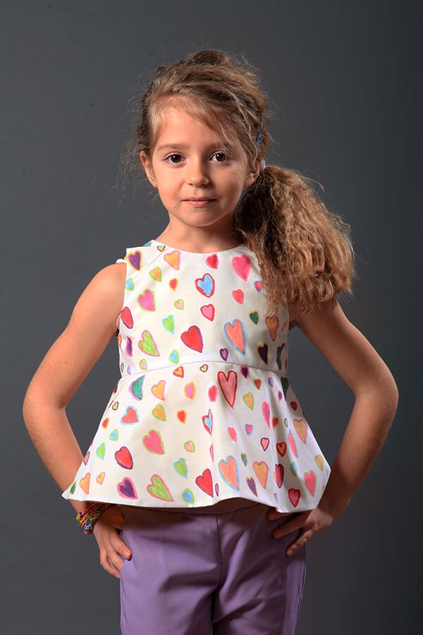 Girls peplum top Hand painted hearts top Short dressy top Trendy top T shirt dress Toddler girl summer top Hot summer clothes Top for kids