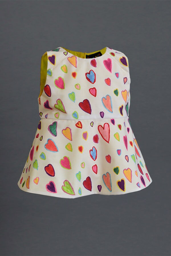 Girls peplum top Hand painted hearts top Short dressy top Trendy top T shirt dress Toddler girl summer top Hot summer clothes Top for kids