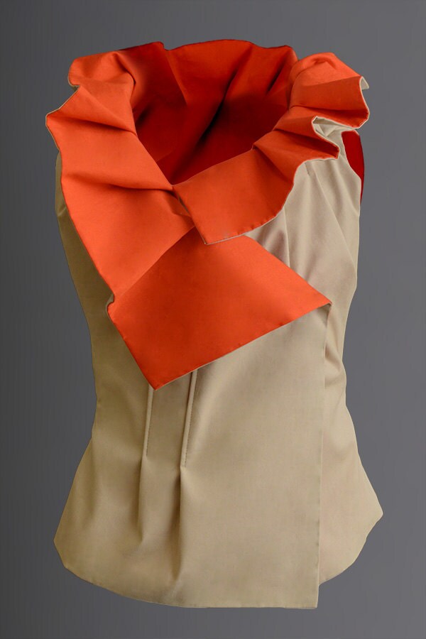Nuno felt collar jacket/Kids neck ruffle collar vest/Pleated collar jacket/Felted collar/Avant garde art to wear/Wearable art clothing