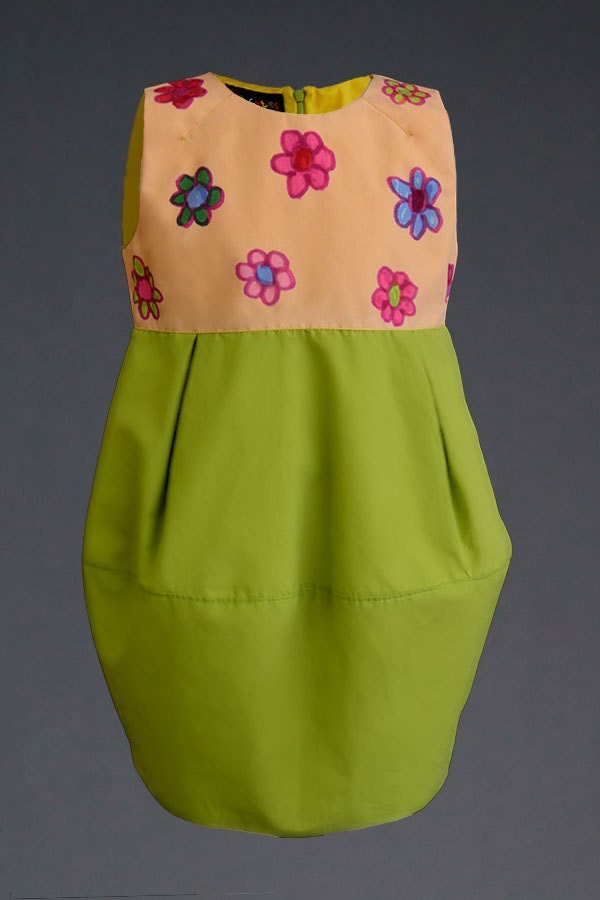 Summer dress for girls/Toddler girl t shirt dress/Green dress/Flower girl dress/Bubble skirt dress/Floral dress/Bubble dress/Balloon dress