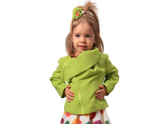 Diagonal zipper jacket/Asymmetrical high collar cotton jacket/Spring outfit/Toodler girl jacket/Zip up jacket/Large collar girls jacket