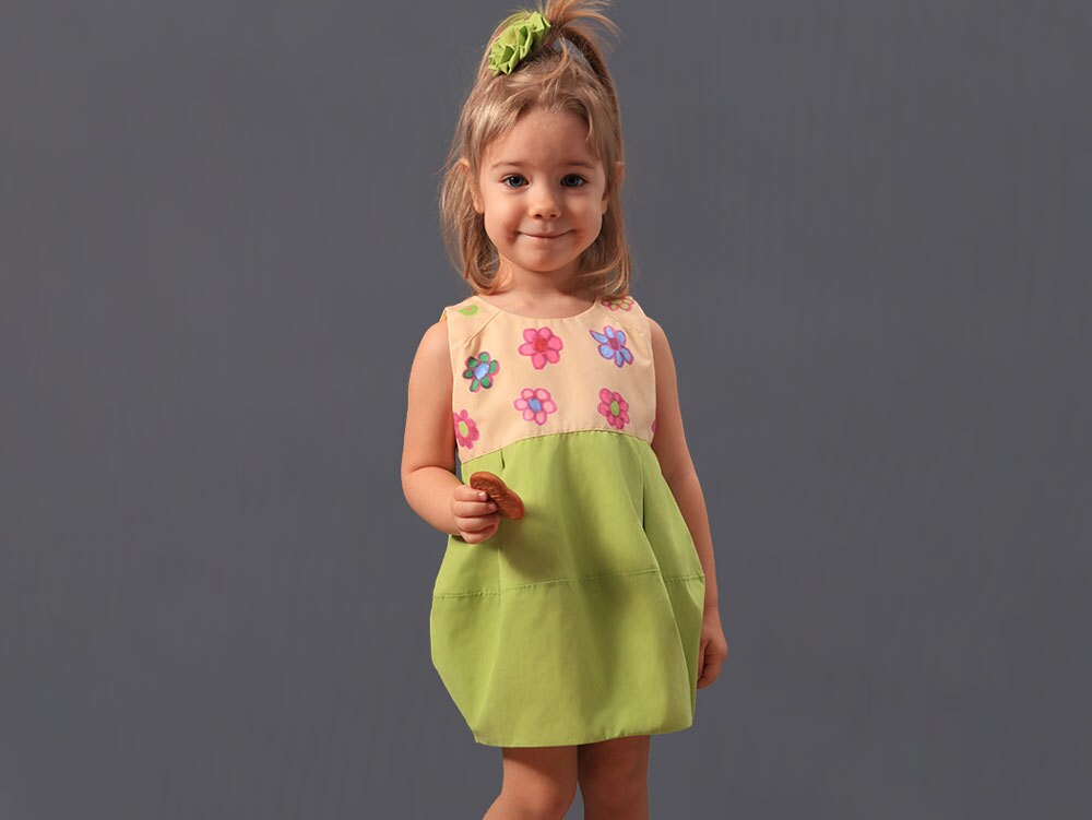 Summer dress for girls/Toddler girl t shirt dress/Green dress/Flower girl dress/Bubble skirt dress/Floral dress/Bubble dress/Balloon dress