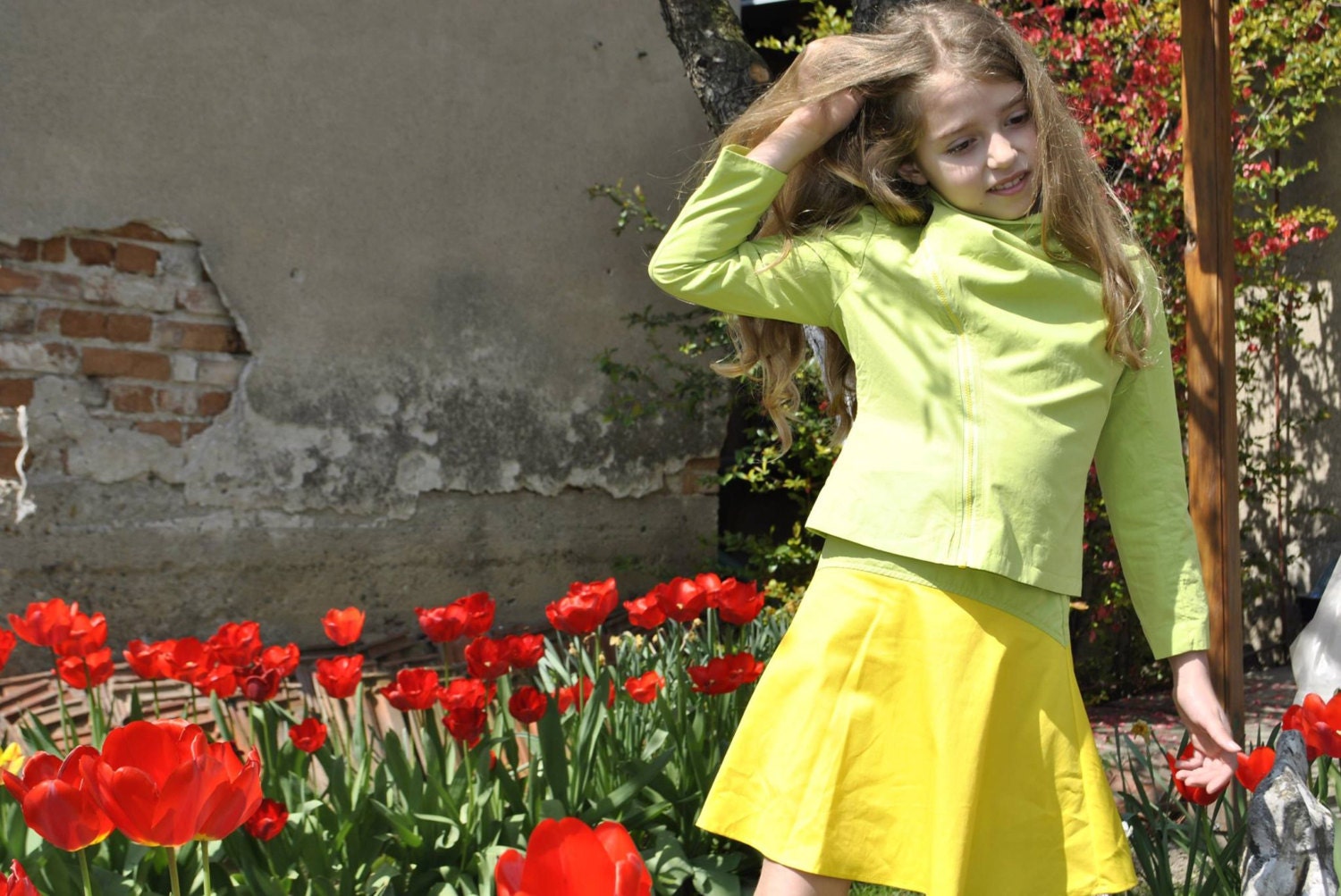 Diagonal zipper jacket/Asymmetrical high collar cotton jacket/Spring outfit/Toodler girl jacket/Zip up jacket/Large collar girls jacket