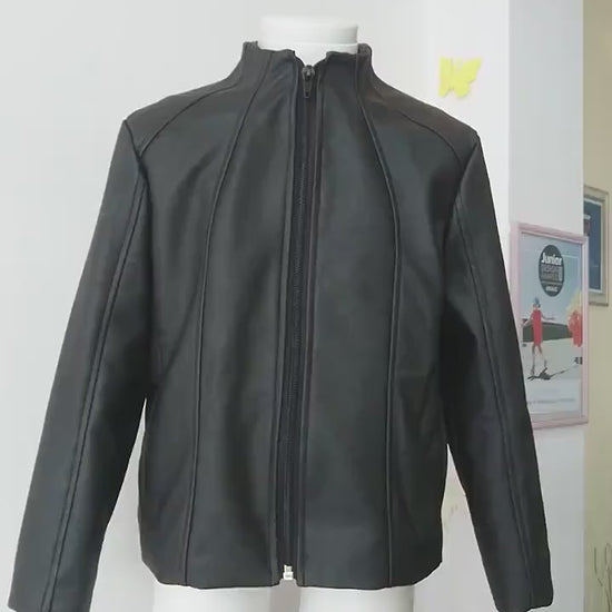 Black leather jacket/Faux leather girls outfit/Toddler leather jacket/Kids leather jacket/Vegan leather outfit/Vintage Eco leather clothing