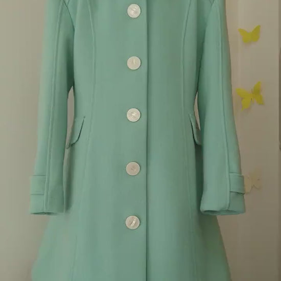 Teal winter tench coat with pockets, Warm long wool coat girl, Kids classic wool winter coats, Toddler cute winter outfits, Couture coat