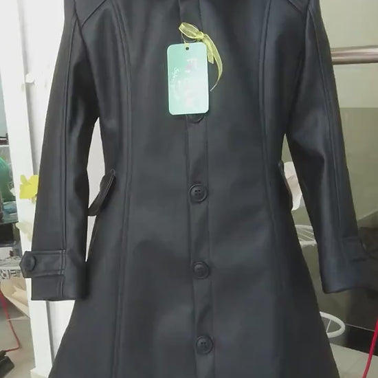 Long leather coat for boy Leather outfit/ Toddler faux leather Overcoat/ Kids trench coat/ Gothic clothing Leather Coat Long Trench Jacket