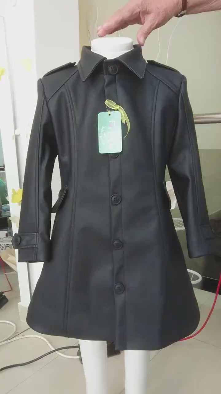 Long leather coat for boy Leather outfit/ Toddler faux leather Overcoat/ Kids trench coat/ Gothic clothing Leather Coat Long Trench Jacket