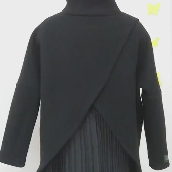 Girl wool sweater cardigan/ Chunky sweater/ Wool cape coat/ Kids wool cardigan/ Wrap cardigan/ Winter loose sweater/ Turtleneck cardigan